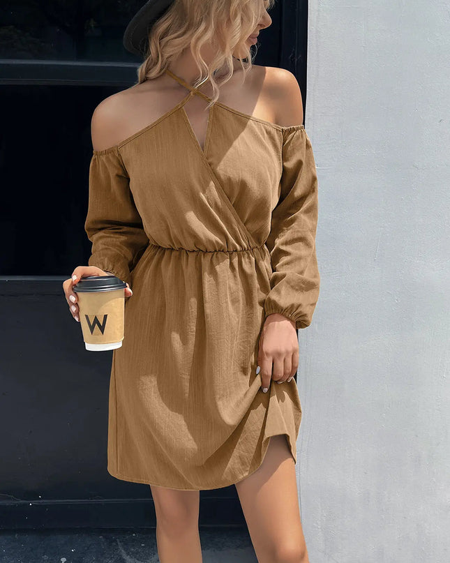Cold-Shoulder Crisscross Mini Dress