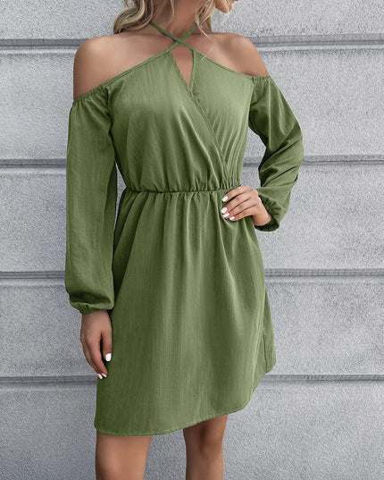 Cold-Shoulder Crisscross Mini Dress