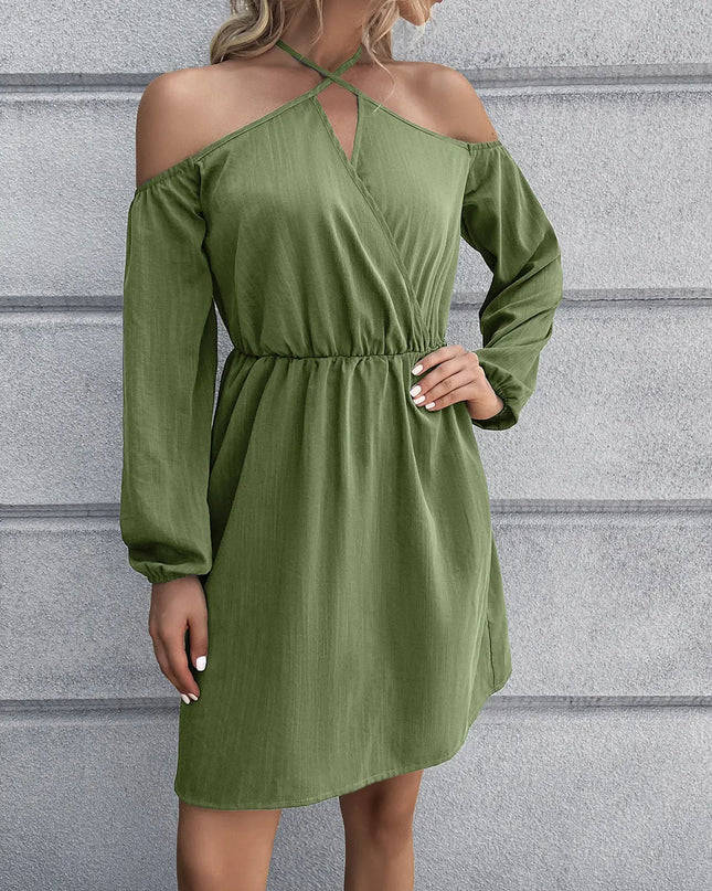 Cold-Shoulder Crisscross Mini Dress