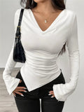 Asymmetrical Long Sleeve Fitted T-Shirt