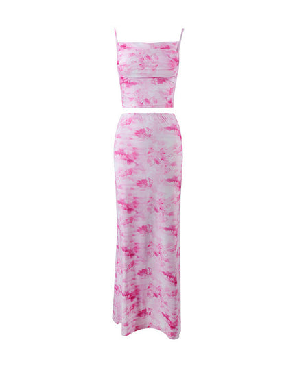 Niche Spaghetti Straps Midriff-baring Vest Sheath Skirt Two-piece Set