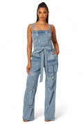 Denim Cargo Pocket  Jumpsuit {HAS GREAT STRETCH}
