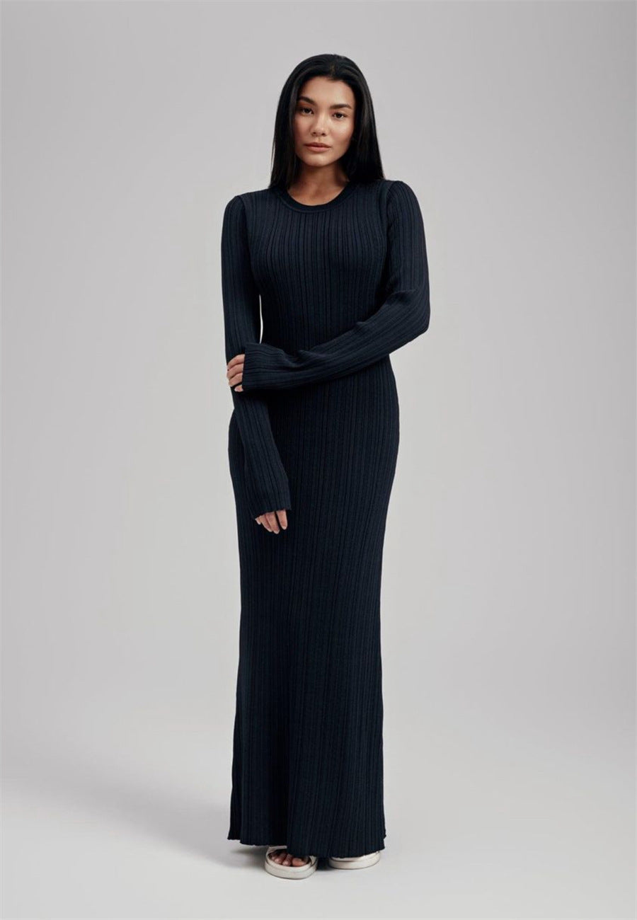 Figure-flattering Foreign Trade Thermal Base Long Sleeve Sweater Dress