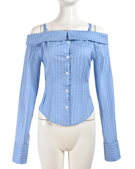Hot Girl Style Women's Clothing Shirt Long Sleeve Off-the-shoulder Shirt Women
