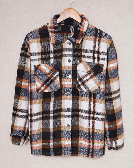 Multicolor Plaid Casual Button Up Flannel Shacket Anytime