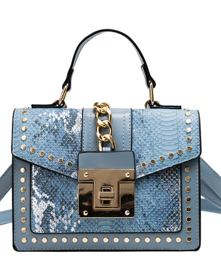 Fashion snake pattern handbag See size chart under “more details”