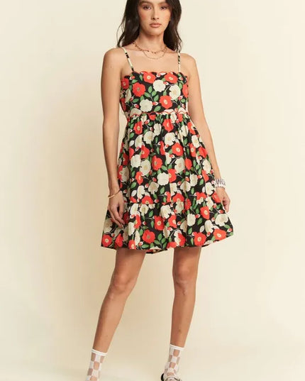 DAVI & DANI Floral Mini Dress: Flirty Summer Dress with Scalloped Cutout Back - Shop Now!