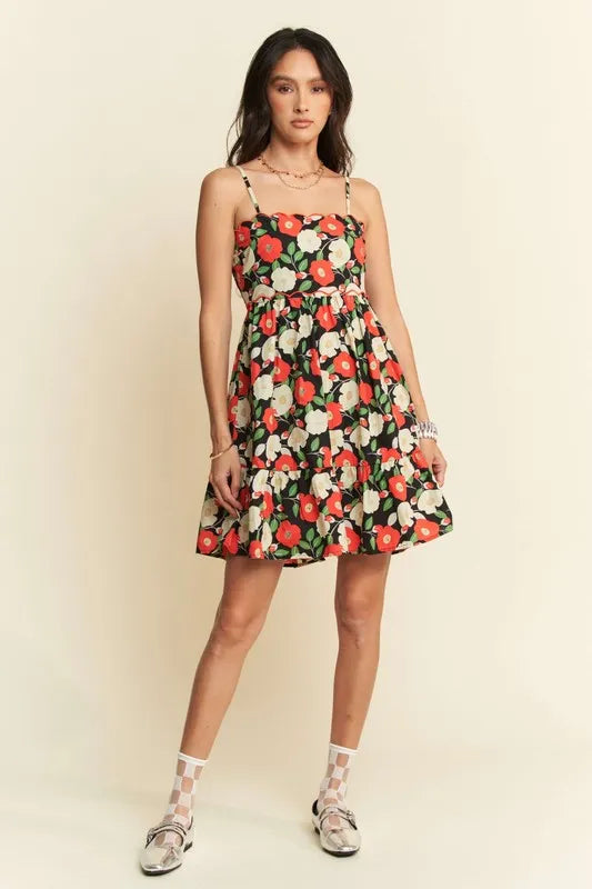 DAVI & DANI Floral Mini Dress: Flirty Summer Dress with Scalloped Cutout Back - Shop Now!