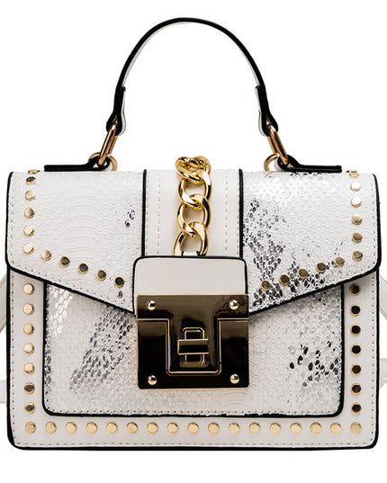 Fashion snake pattern handbag See size chart under “more details”