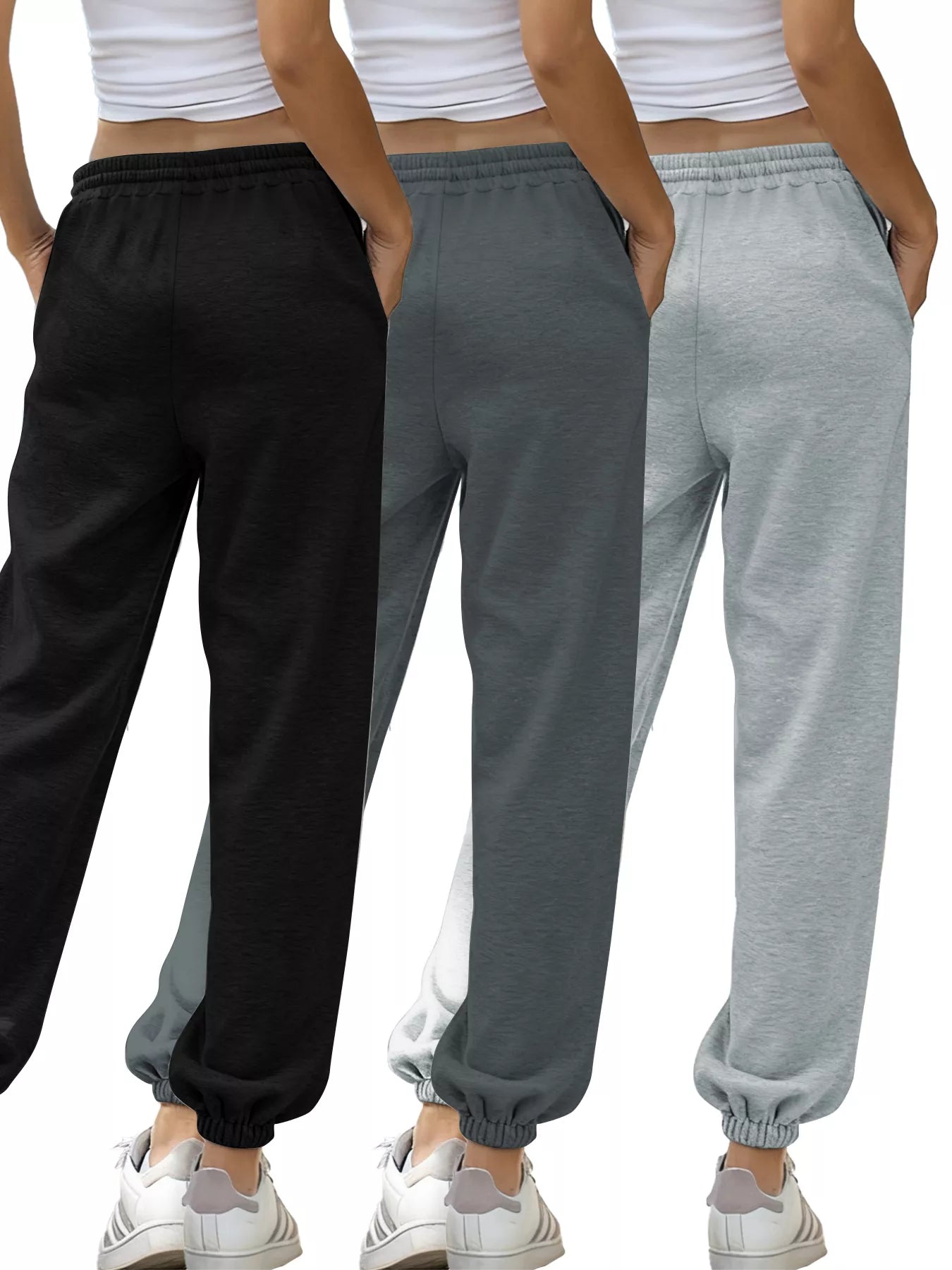Drawstring Joggers: Black, Charcoal Grey & Heather Grey Sweatpants with Pockets - Fashion Apparel