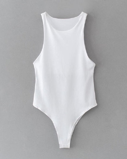 Monochrome Sexy One-shoulder Sleeveless Bodysuit