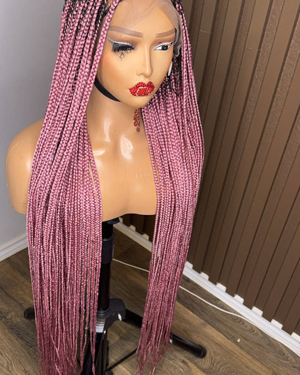 Light pink darkroot knotless braiddd wig