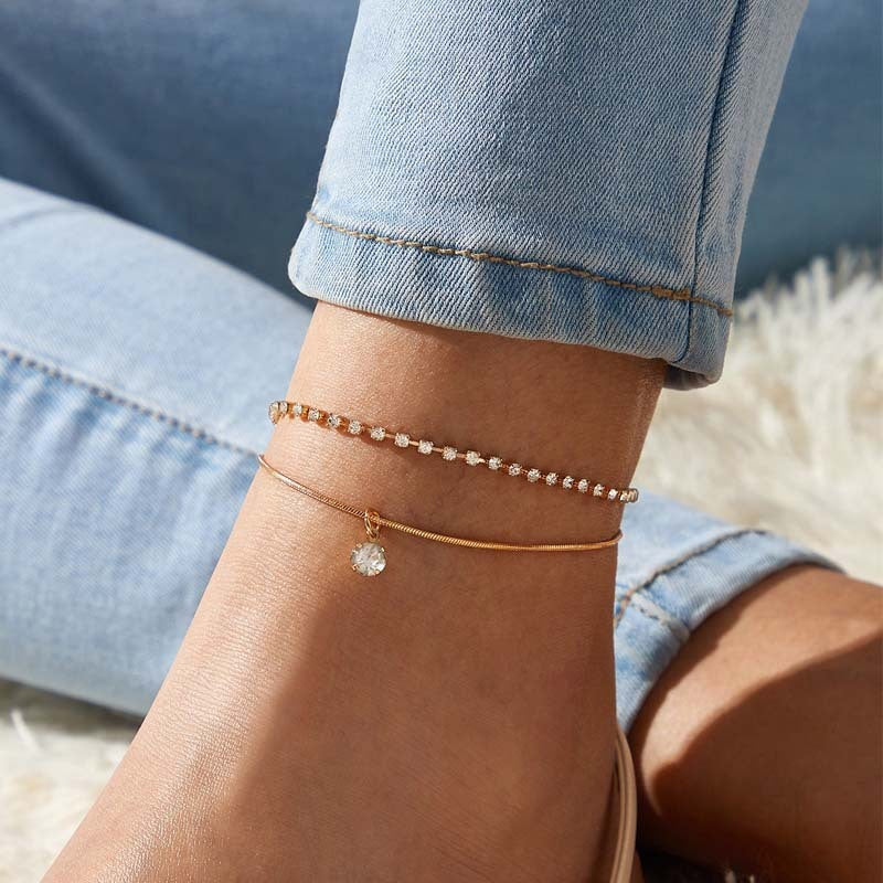 Bohemian Beads Anklets for Women Boho Cubic Zirconia Anklet Ankle Bracelet on Leg Anklet Jewellery