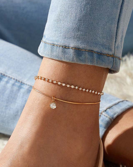 Bohemian Beads Anklets for Women Boho Cubic Zirconia Anklet Ankle Bracelet on Leg Anklet Jewellery