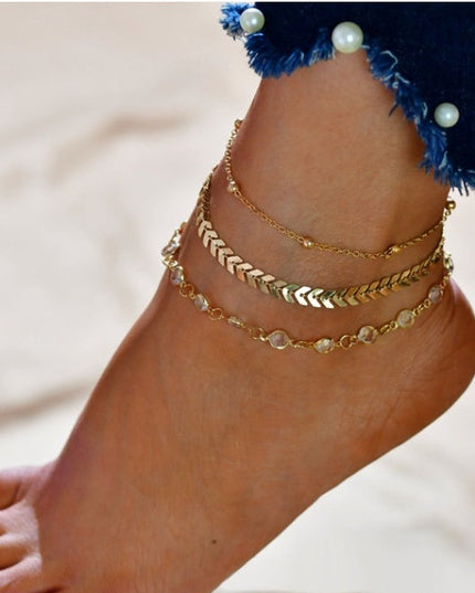 Bohemian Beads Anklets for Women Boho Cubic Zirconia Anklet Ankle Bracelet on Leg Anklet Jewellery