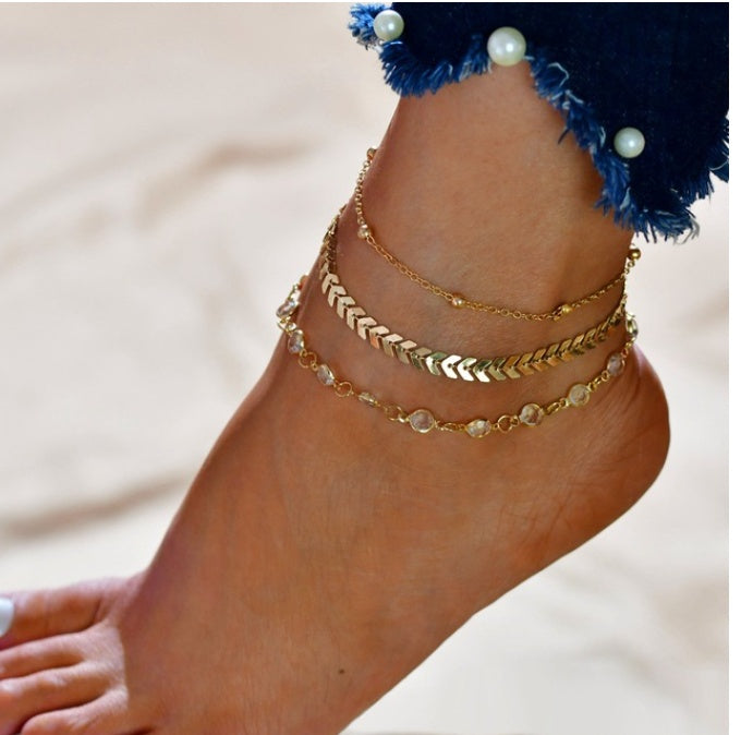 Bohemian Beads Anklets for Women Boho Cubic Zirconia Anklet Ankle Bracelet on Leg Anklet Jewellery
