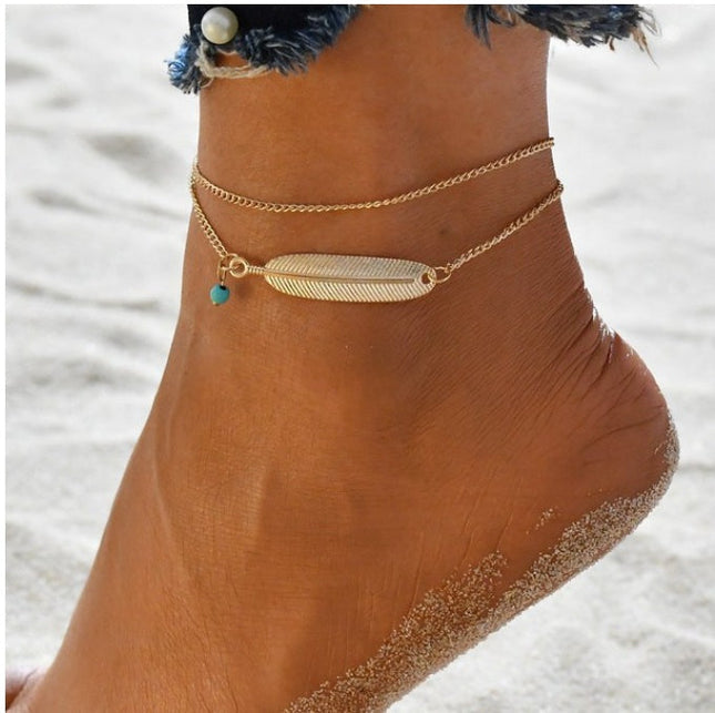 Bohemian Beads Anklets for Women Boho Cubic Zirconia Anklet Ankle Bracelet on Leg Anklet Jewellery