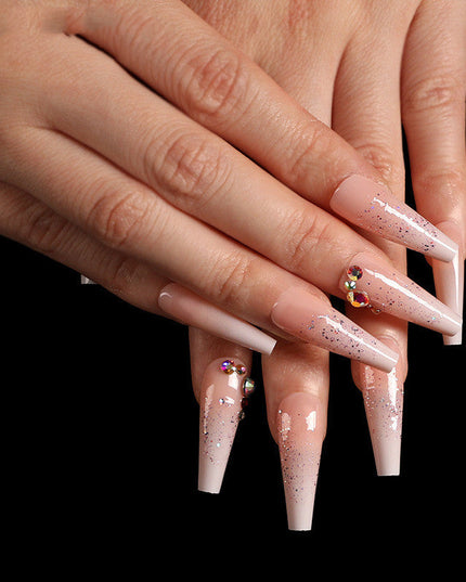 Boxed Ballet Gradient Fake Nails Manicure Wearing Nail Trapezoid Nail Patches Manicure Smashed Diamond Powder