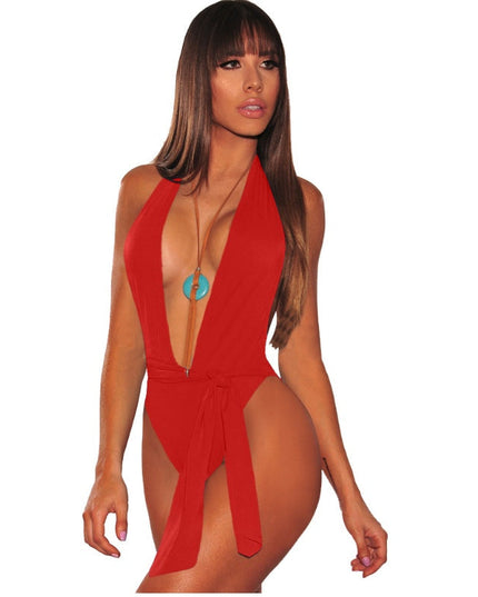 one-piece swimsuit women low-cut bikini