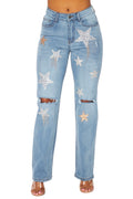 Denim Star Exposed Knee Jeans