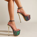 European And American Stone Pattern Fashion Transparent High Heels