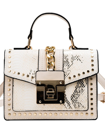 Fashion snake pattern handbag See size chart under “more details”