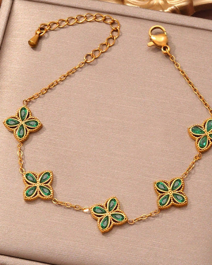 Small Flowers Inlaid Zircon Bracelet For Women