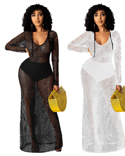 Hollowed Cover Long Skirt Bikini Swimwear Cover-up