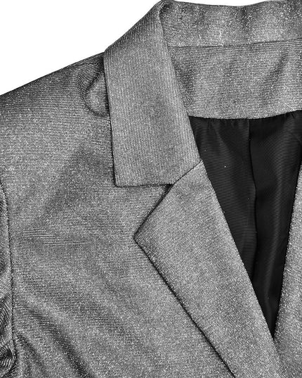 V-neck Long Sleeve Shiny Top Skirt Two-piece Suit