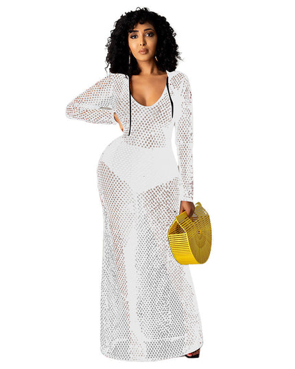 Hollowed Cover Long Skirt Bikini Swimwear Cover-up