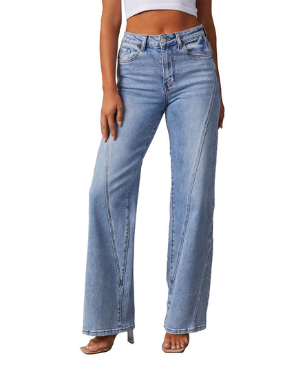 Casual Patchwork Women's Wide Leg Jeans