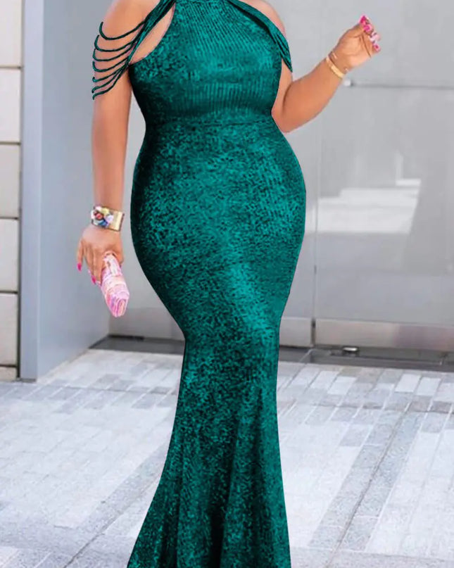 Plus Size Sequin Off Shoulder Bodycon Party Dress