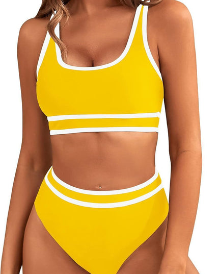 Bikini Tight-fitting Solid Color Swimsuit For Women