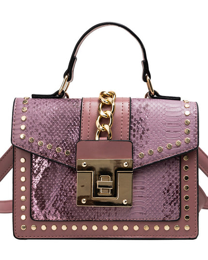 Fashion snake pattern handbag See size chart under “more details”