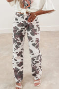 Brown Cow Spots Printed Multi Pocketed Jeans