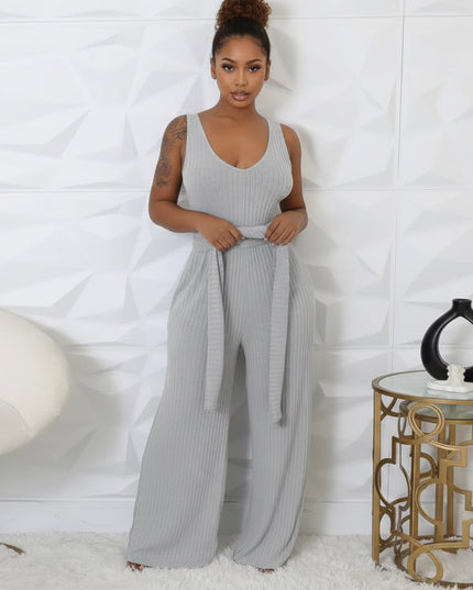 Grey Wide Leg Jumpsuit