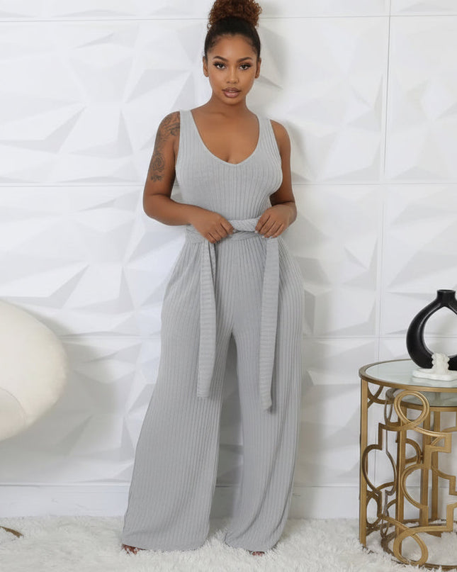 Grey Wide Leg Jumpsuit