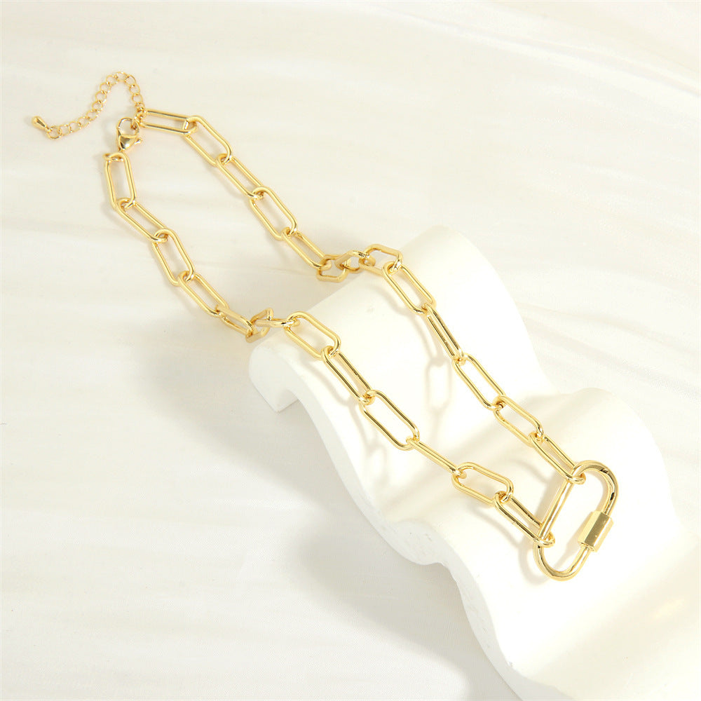 Design Screw Buckle Oval Pendant Necklace For Men