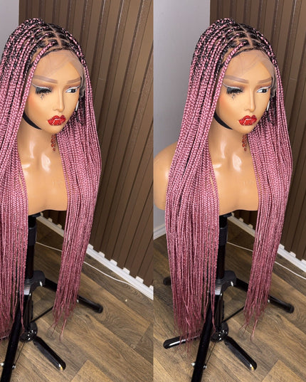Light pink darkroot knotless braiddd wig