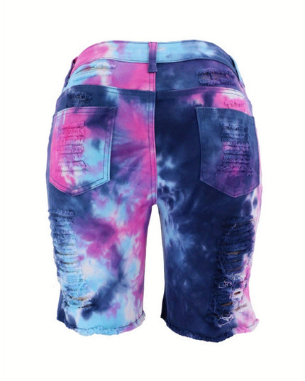 TieDye Denim Shorts Edgy Summer High Waist