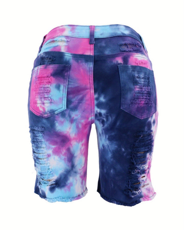 TieDye Denim Shorts Edgy Summer High Waist
