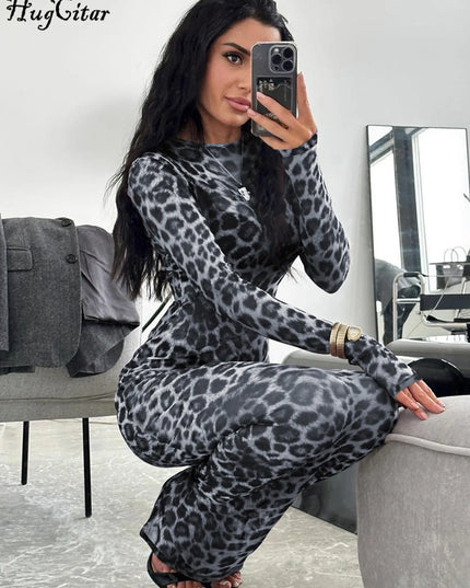 HugCitar Leopard Print Mesh Maxi Dress: Sexy See Through Women's Fall Fashion Outfit - Pretty Melanin Boutique