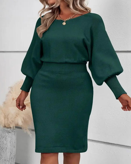 Sheath Plus Size Women's Long Sleeve Temperament Dress