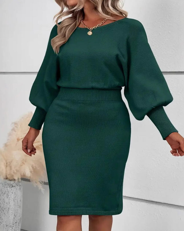 Sheath Plus Size Women's Long Sleeve Temperament Dress
