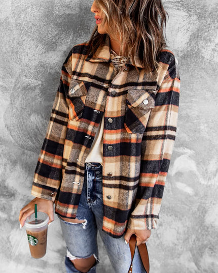 Multicolor Plaid Casual Button Up Flannel Shacket Anytime