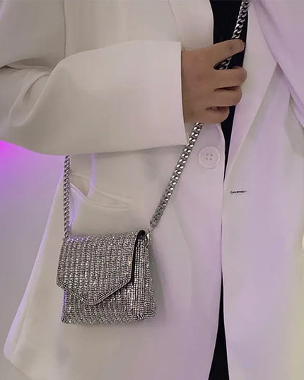 Bling Chain Crossbody Bag - Mini Rhinestone Evening Purse