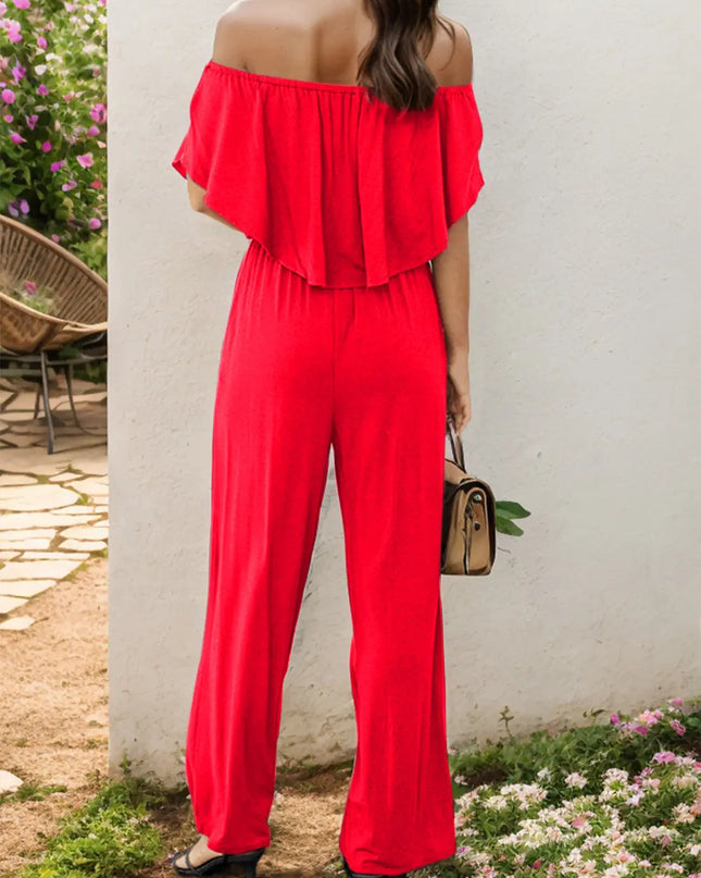 Off-Shoulder Wide Leg Jumpsuit