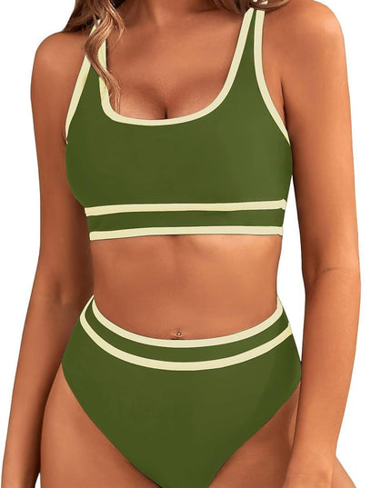 Bikini Tight-fitting Solid Color Swimsuit For Women