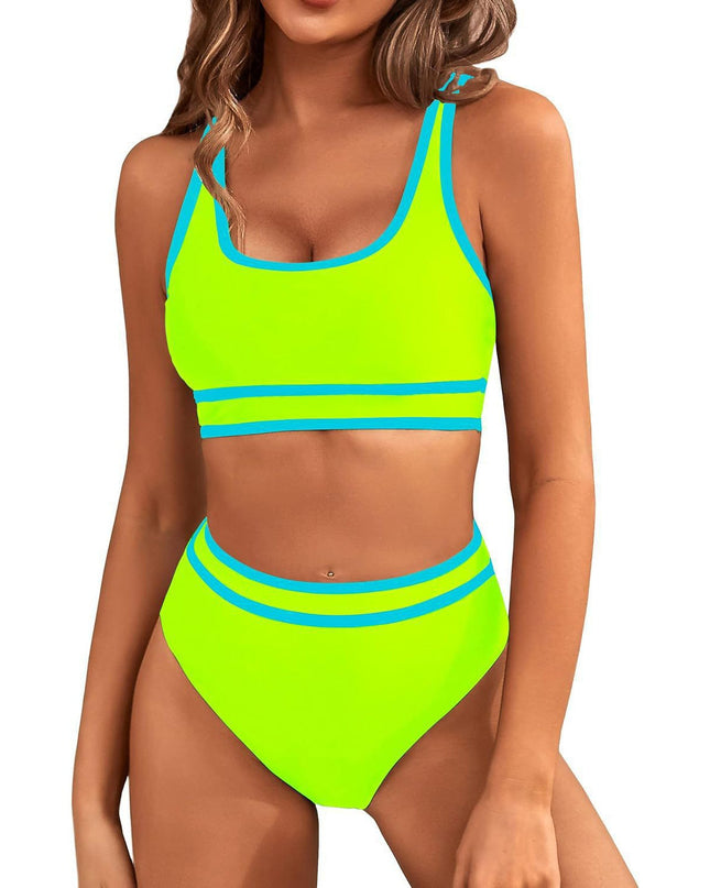 Bikini Tight-fitting Solid Color Swimsuit For Women