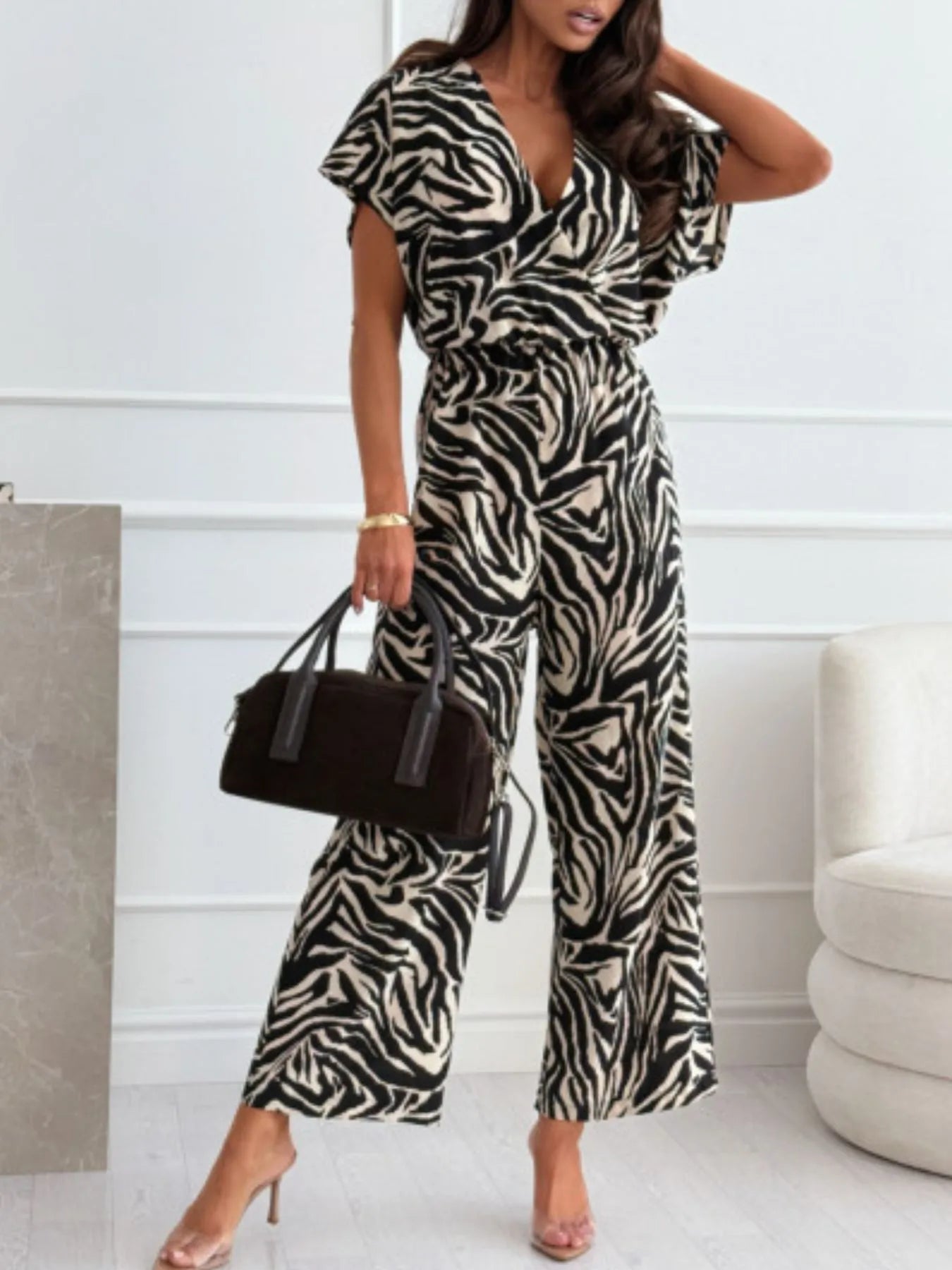 Animal Print Wide Leg Jumpsuit